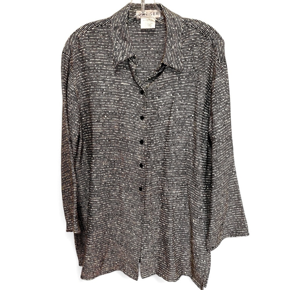 Vtg Jaeger shirt/jacket button down with vented sides and square hem size 8